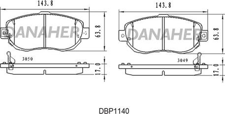 Danaher DBP1140 - Гальмівні колодки, дискові гальма autocars.com.ua