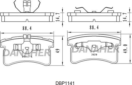 Danaher DBP1141 - Гальмівні колодки, дискові гальма autocars.com.ua