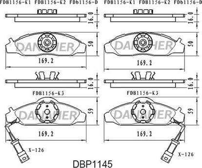 Danaher DBP1145 - Гальмівні колодки, дискові гальма autocars.com.ua