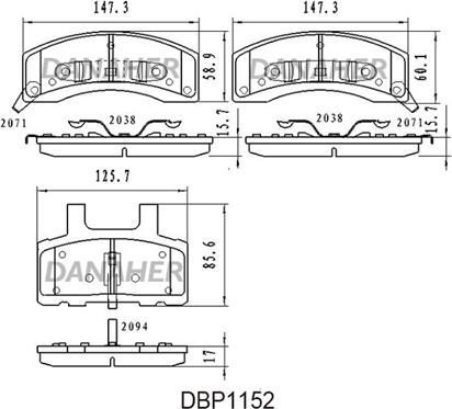 Danaher DBP1152 - Гальмівні колодки, дискові гальма autocars.com.ua