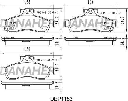 Danaher DBP1153 - Гальмівні колодки, дискові гальма autocars.com.ua