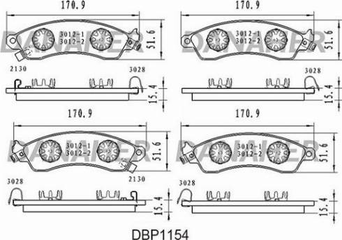 Danaher DBP1154 - Гальмівні колодки, дискові гальма autocars.com.ua