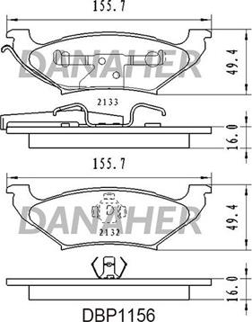 Danaher DBP1156 - Гальмівні колодки, дискові гальма autocars.com.ua