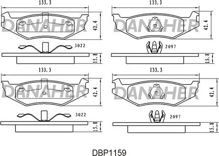 Danaher DBP1159 - Гальмівні колодки, дискові гальма autocars.com.ua