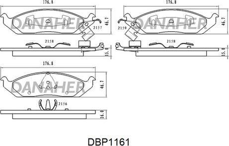 Danaher DBP1161 - Гальмівні колодки, дискові гальма autocars.com.ua