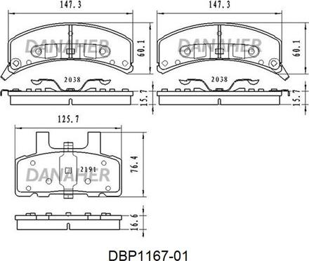 Danaher DBP1167-01 - Гальмівні колодки, дискові гальма autocars.com.ua