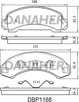 Danaher DBP1168 - Тормозные колодки, дисковые, комплект autodnr.net