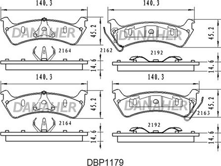 Danaher DBP1179 - Гальмівні колодки, дискові гальма autocars.com.ua