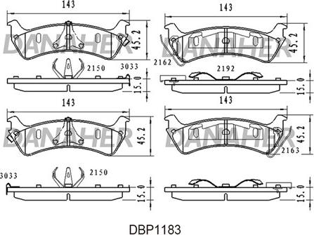 Danaher DBP1183 - Гальмівні колодки, дискові гальма autocars.com.ua