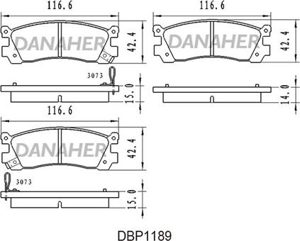 Danaher DBP1189 - Тормозные колодки, дисковые, комплект autodnr.net