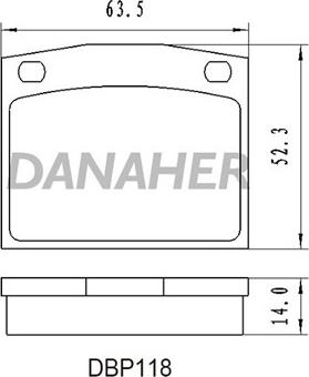 Danaher DBP118 - Гальмівні колодки, дискові гальма autocars.com.ua