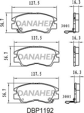 Danaher DBP1192 - Тормозные колодки, дисковые, комплект autodnr.net