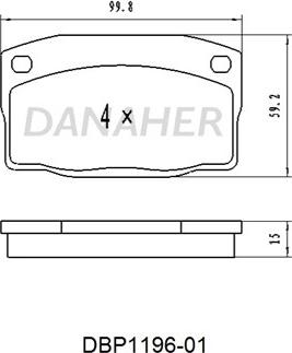 Danaher DBP1196-01 - Гальмівні колодки, дискові гальма autocars.com.ua