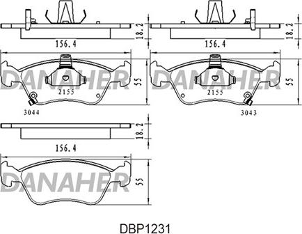 Danaher DBP1231 - Гальмівні колодки, дискові гальма autocars.com.ua