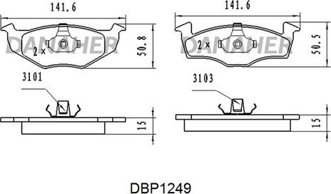 Danaher DBP1249 - Гальмівні колодки, дискові гальма autocars.com.ua