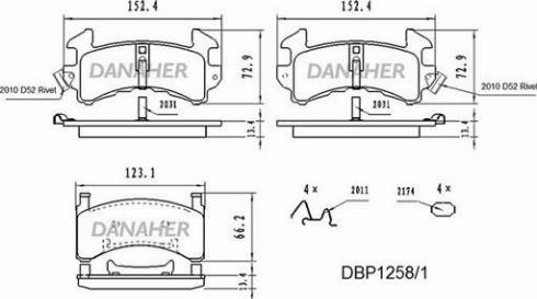 Danaher DBP1258/1 - Гальмівні колодки, дискові гальма autocars.com.ua