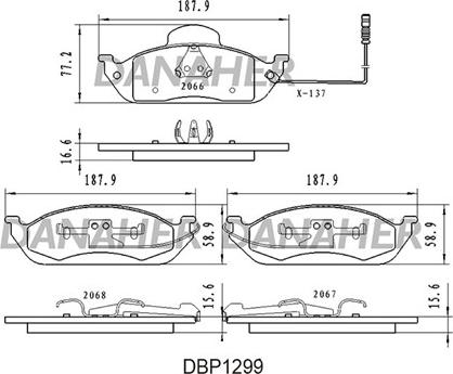 Danaher DBP1299 - Гальмівні колодки, дискові гальма autocars.com.ua