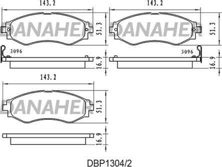 Danaher DBP1304/2 - Гальмівні колодки, дискові гальма autocars.com.ua