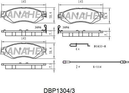 Danaher DBP1304/3 - Гальмівні колодки, дискові гальма autocars.com.ua