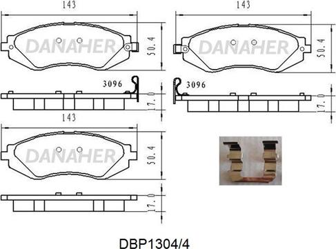 Danaher DBP1304/4 - Гальмівні колодки, дискові гальма autocars.com.ua