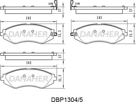 Danaher DBP1304/5 - Гальмівні колодки, дискові гальма autocars.com.ua