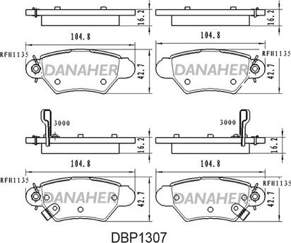 Danaher DBP1307 - Гальмівні колодки, дискові гальма autocars.com.ua