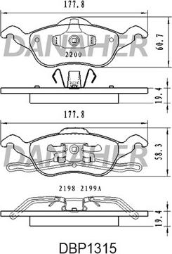 Danaher DBP1315 - Гальмівні колодки, дискові гальма autocars.com.ua