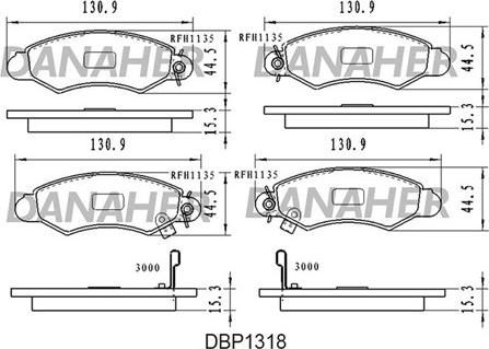 Danaher DBP1318 - Гальмівні колодки, дискові гальма autocars.com.ua