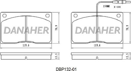 Danaher DBP132-01 - Гальмівні колодки, дискові гальма autocars.com.ua