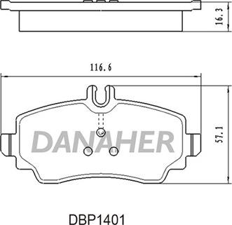 Danaher DBP1401 - Гальмівні колодки, дискові гальма autocars.com.ua