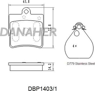 Danaher DBP1403/1 - Тормозные колодки, дисковые, комплект autodnr.net