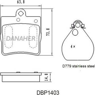 Danaher DBP1403 - Гальмівні колодки, дискові гальма autocars.com.ua