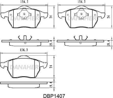 Danaher DBP1407 - Тормозные колодки, дисковые, комплект autodnr.net
