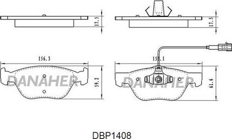 Danaher DBP1408 - Гальмівні колодки, дискові гальма autocars.com.ua