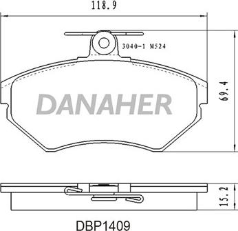 Danaher DBP1409 - Тормозные колодки, дисковые, комплект autodnr.net