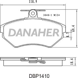 Danaher DBP1410 - Гальмівні колодки, дискові гальма autocars.com.ua