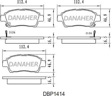 Danaher DBP1414 - Тормозные колодки, дисковые, комплект autodnr.net