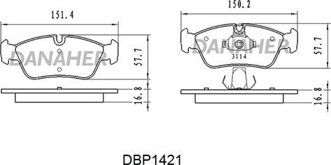 Danaher DBP1421 - Гальмівні колодки, дискові гальма autocars.com.ua