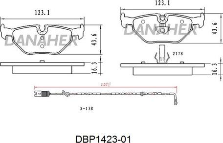 Danaher DBP1423-01 - Гальмівні колодки, дискові гальма autocars.com.ua