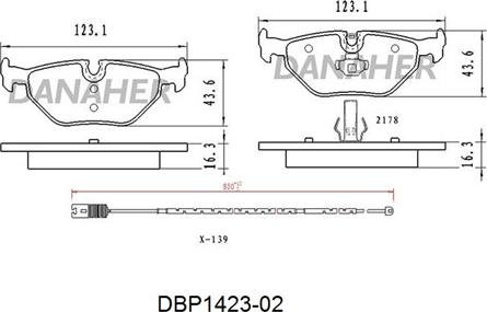 Danaher DBP1423-02 - Гальмівні колодки, дискові гальма autocars.com.ua