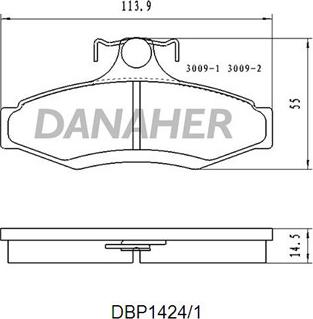 Danaher DBP1424/1 - Гальмівні колодки, дискові гальма autocars.com.ua