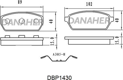 Danaher DBP1430 - Гальмівні колодки, дискові гальма autocars.com.ua