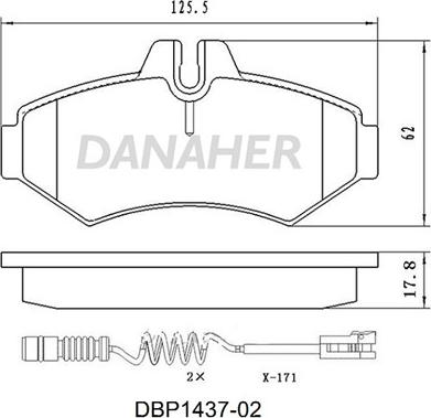 Danaher DBP1437-02 - Гальмівні колодки, дискові гальма autocars.com.ua