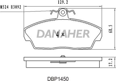 Danaher DBP1450 - Гальмівні колодки, дискові гальма autocars.com.ua