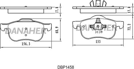 Danaher DBP1458 - Тормозные колодки, дисковые, комплект autodnr.net