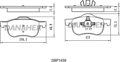 Danaher DBP1458 - Гальмівні колодки, дискові гальма autocars.com.ua