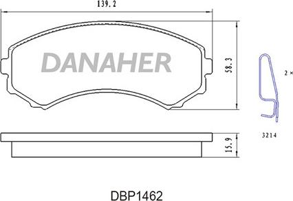 Danaher DBP1462 - Гальмівні колодки, дискові гальма autocars.com.ua