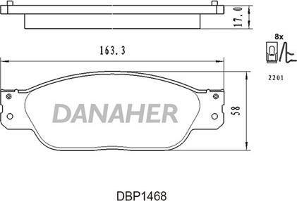 Danaher DBP1468 - Гальмівні колодки, дискові гальма autocars.com.ua