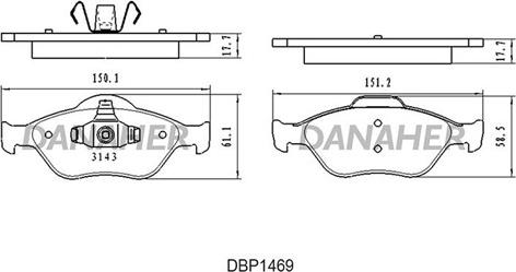 Danaher DBP1469 - Гальмівні колодки, дискові гальма autocars.com.ua