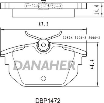 Danaher DBP1472 - Гальмівні колодки, дискові гальма autocars.com.ua